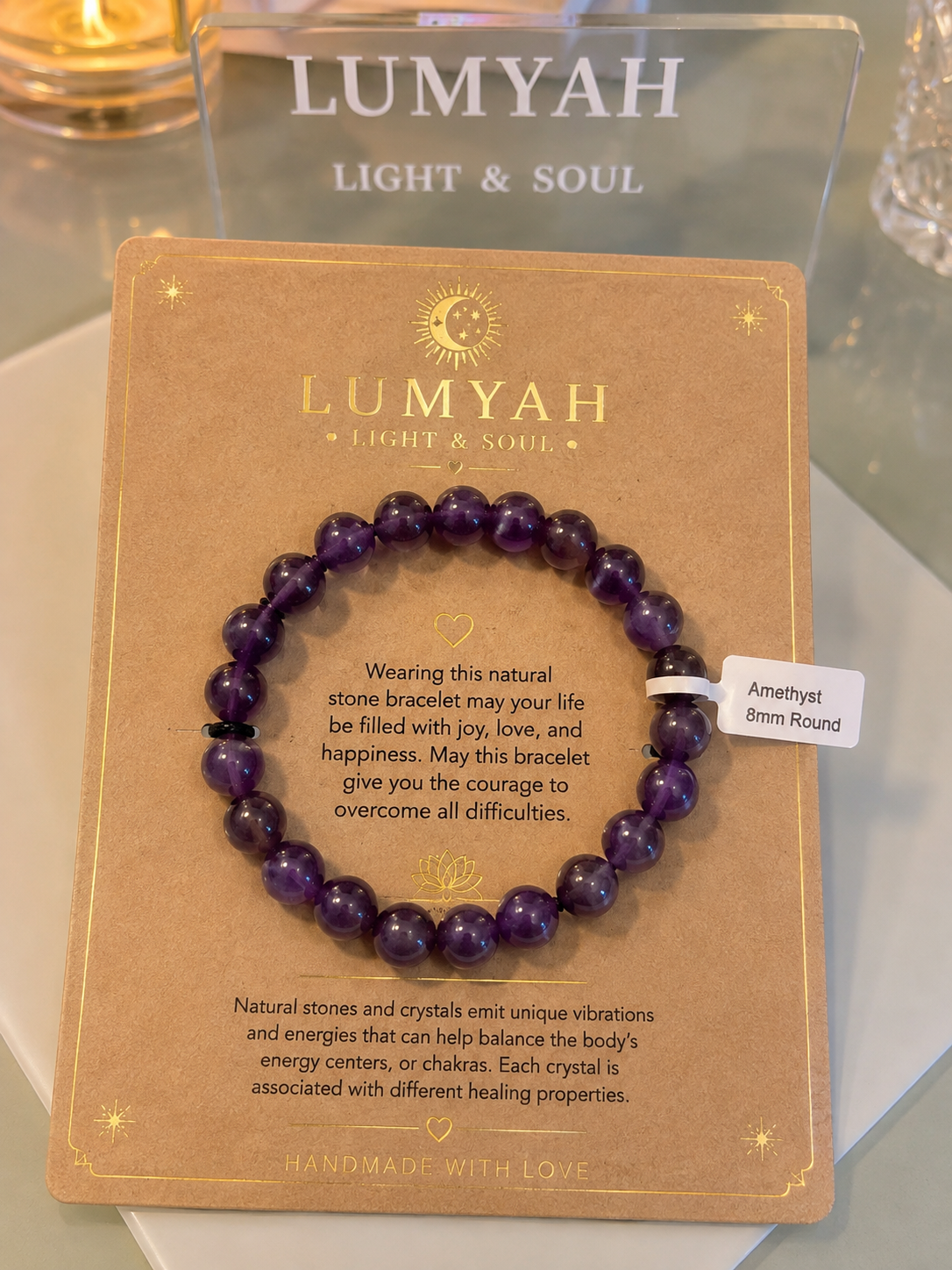 LUMYAH Amethyst 8mm Round Bracelet
