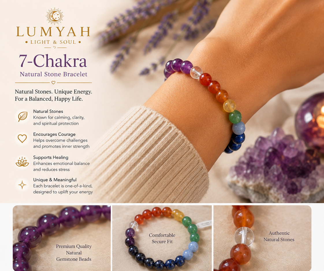 LUMYAH Light &amp; Soul – Natural 7-Chakra Crystal Bracelet