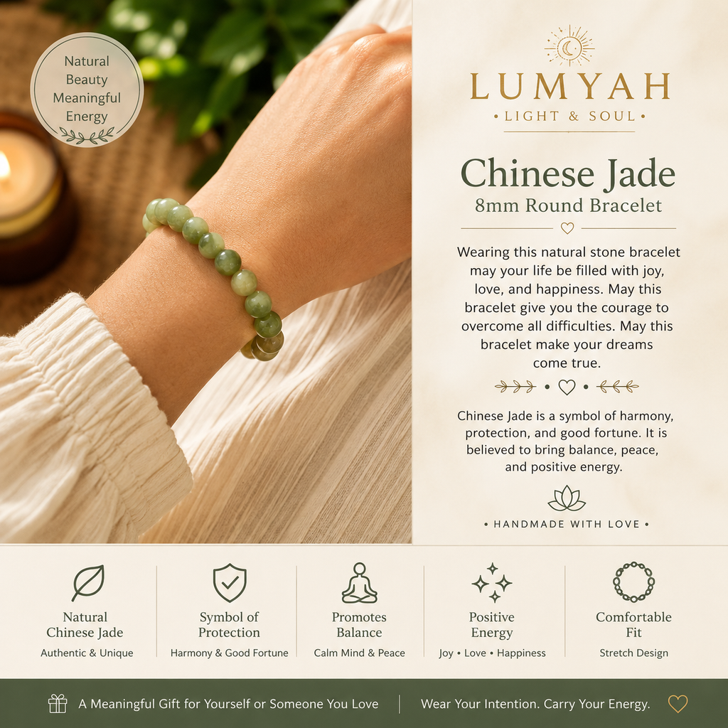 Chinese Jade 8mm Round Bracelet