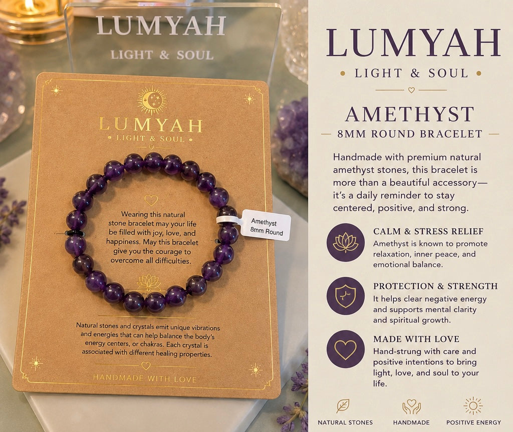LUMYAH Amethyst 8mm Round Bracelet