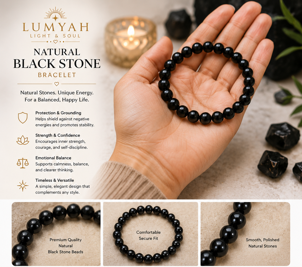 LUMYAH Light &amp; Soul – Natural Black Stone Bracelet